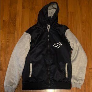 Fox Black and Gray Hooded Jacket with Ribbed Cuffs